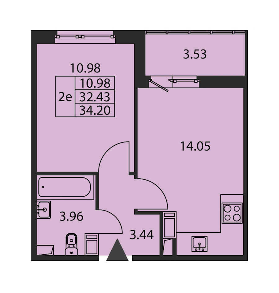 1-комнатная квартира 32.43 м², 3/12 эт., ЖК «Полис ЛАВрики»